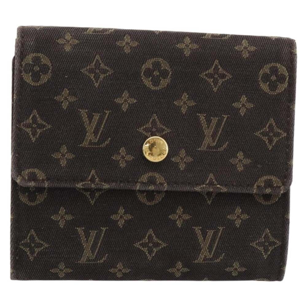 Louis Vuitton Monogram Mini Lin Porte Monnaie Bifold Wallet Brown